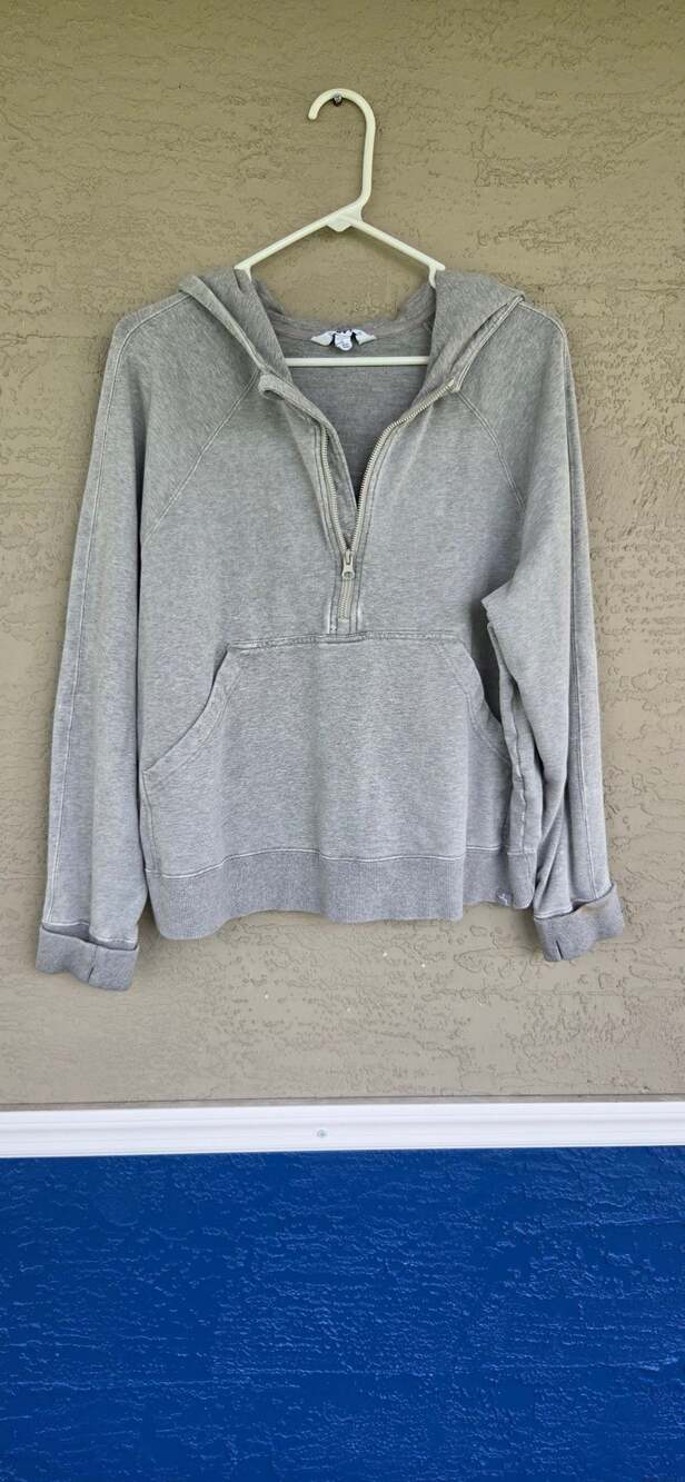 JoyLab Quarter Zip Hoodie Size L Gray Pullover Sweatshirt